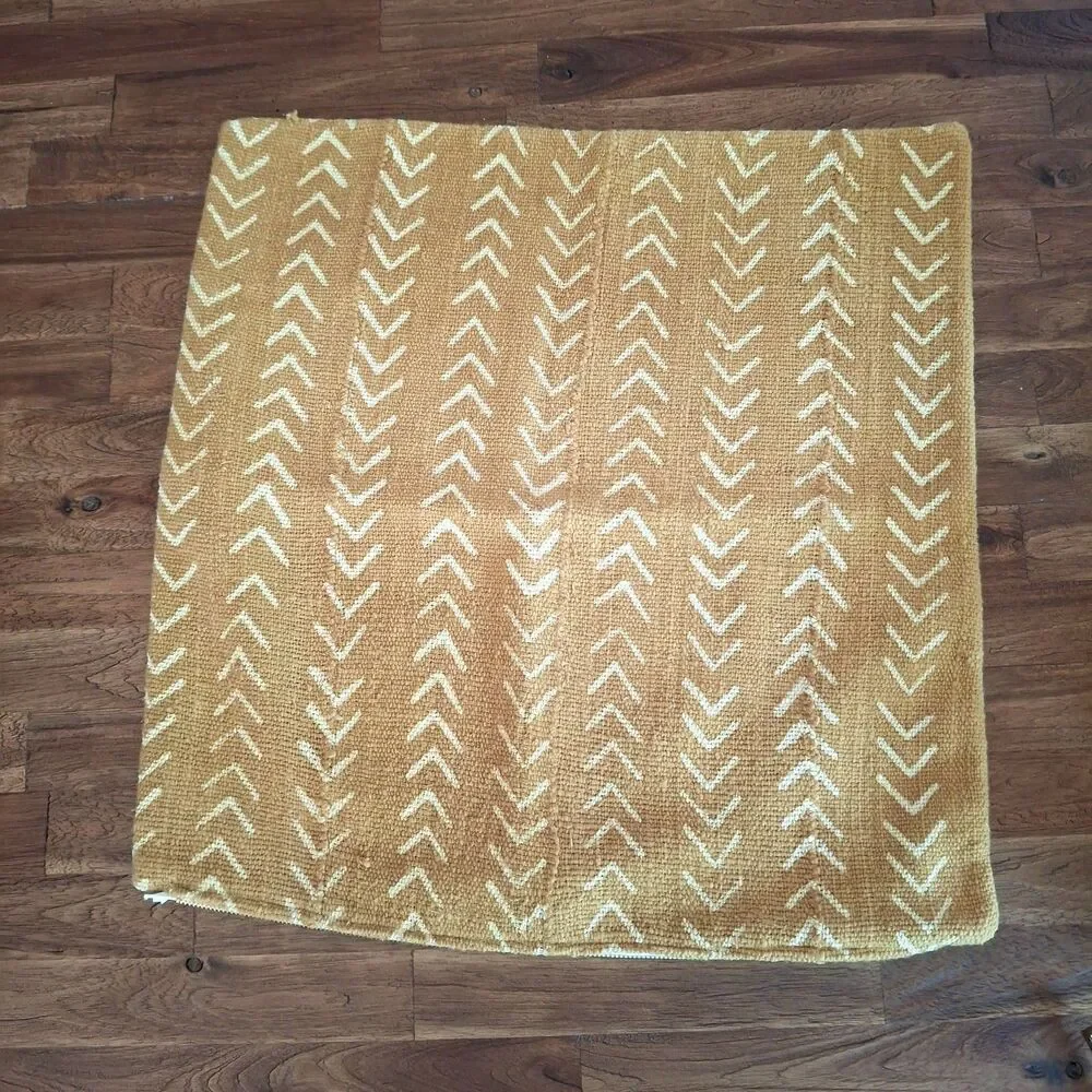 Pillow Cover African Mud Cloth Inspired Chevron Pattern Mustard Golden 18